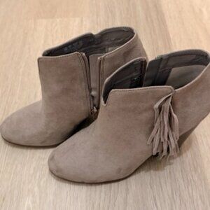 Tan Suede Fringe Ankle Boots Size 9